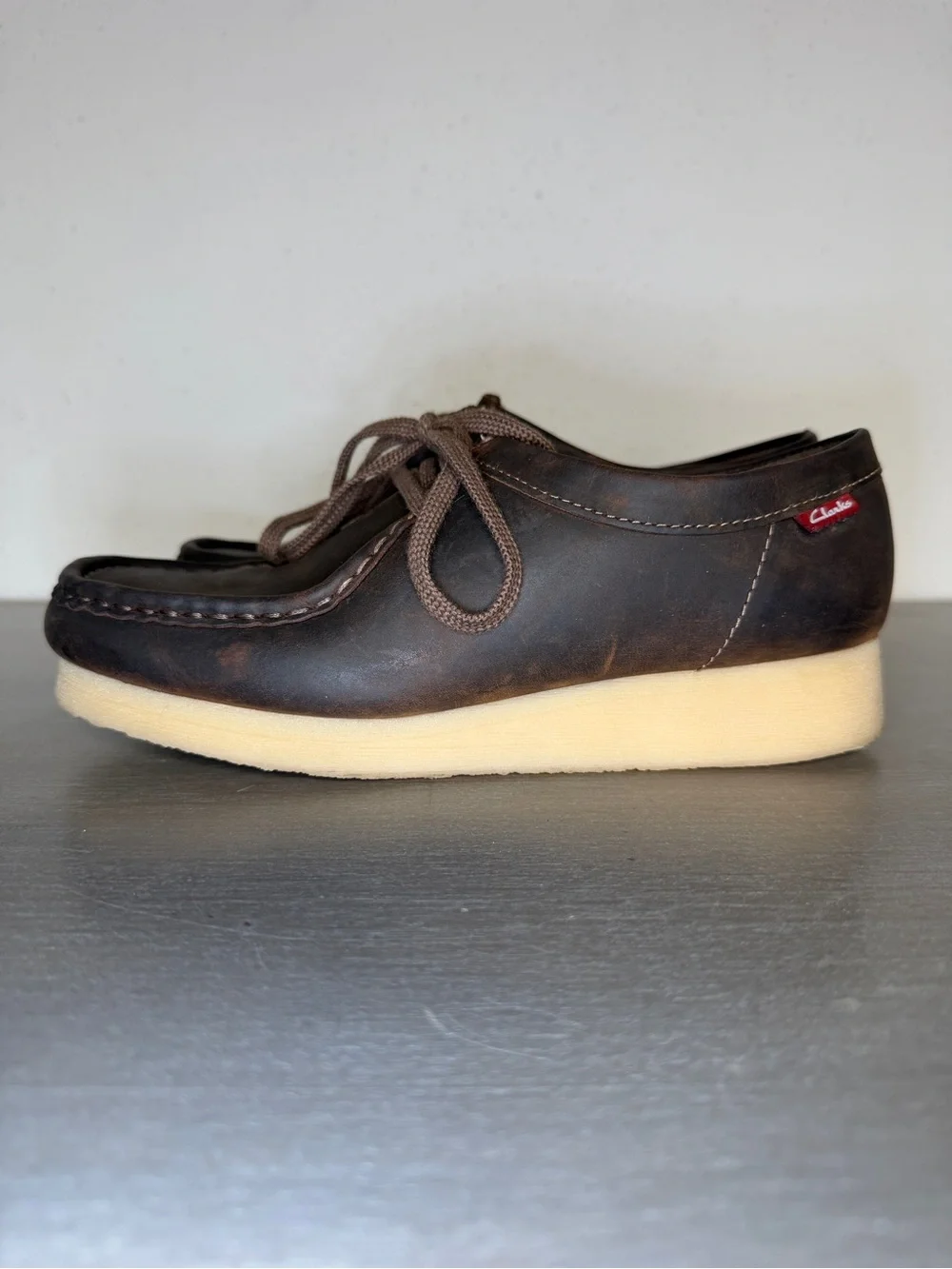 Clarks Stinson Lo Leather Moccasins Sneakers Mens Size 7.5 M Brown Beeswax Shoes